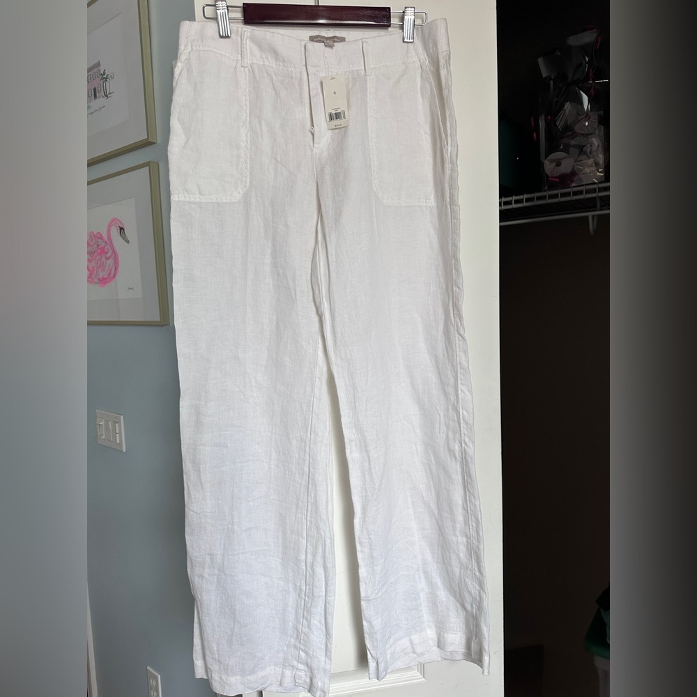 Banana Republic White Linen (unlined) Women’s Pants Sz 8 with Tag